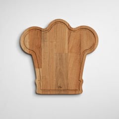 Ahşap Şef Şapkası Tasarımlı Servis & Sunum Tabağı Ahşap Rengi