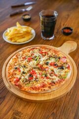 Ahşap Doğal Gürgen Ağacı Saplı Pizza Servis & Sunum Tabağı
