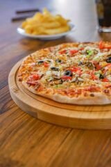Ahşap Doğal Gürgen Ağacı Saplı Pizza Servis & Sunum Tabağı