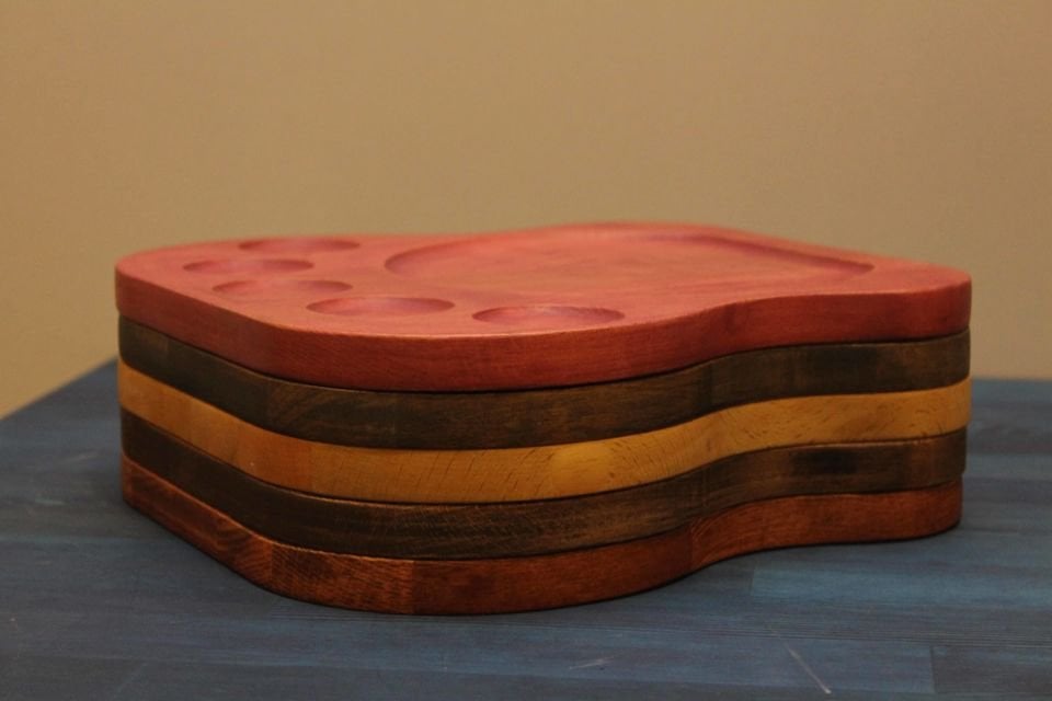 Ahşap Kişiye Özel Gürgen Ağacı Kahvaltı Sunum Tabağı – 5\'li  Melamin/Porselen Sosluklu & Yuvarlak Tabaklı Tasarım Ahşap Rengi - Porselen-Beyaz