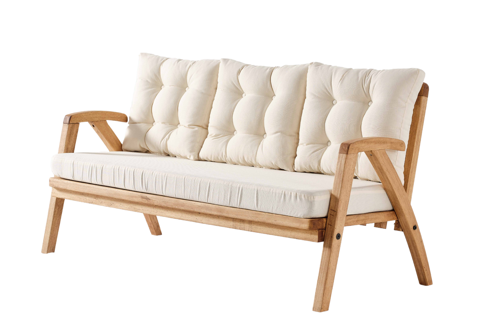 THALİA 3\'lü Kahve Bahçe Mobilyası-Beyaz Minder 3+1+1+MASA Oturma Grubu Bench ve Berjer