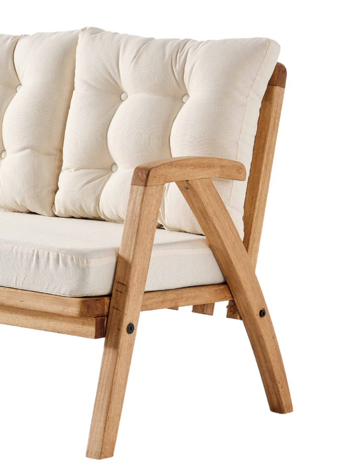 THALİA 3\'lü Kahve Bahçe Mobilyası-Beyaz Minder 3+1+1+MASA Oturma Grubu Bench ve Berjer